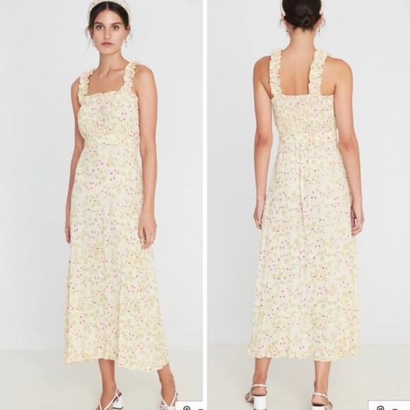 Faithfull The Brand Adele Floral Print Saint Tropez Midi Dress NWTs size 6 - Picture 2 of 15